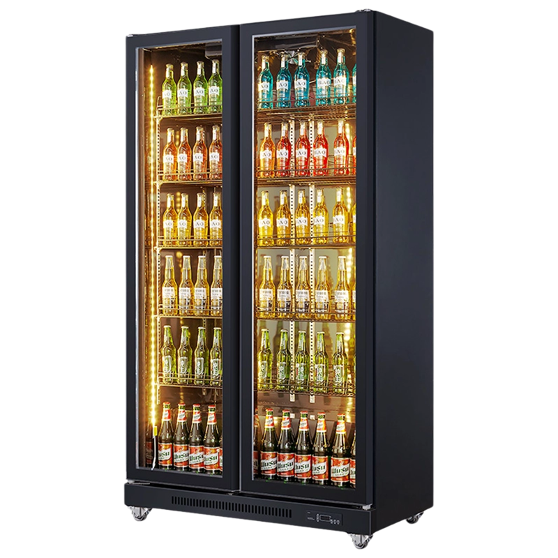 620L Double door Tricolor LED light Silk-screen Printed Door Display Refrigerators