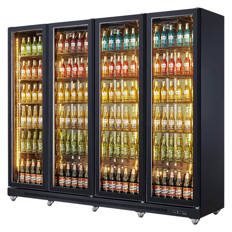 1300L Four-door three-color LED light Silk-screen Printed Door display refrigerator