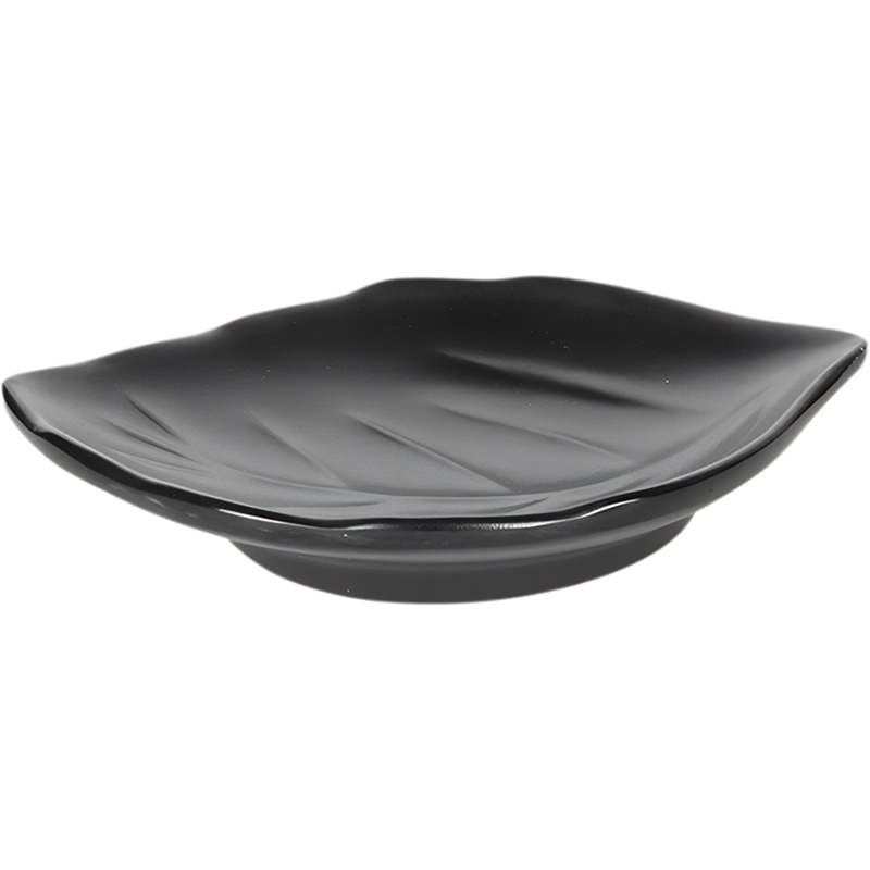 4 7/16" Melamine Black Frosted Leaves Saucer