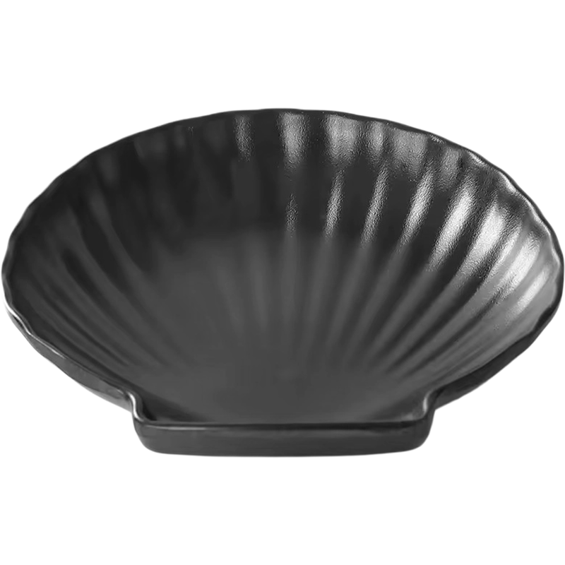 5 1/4" Melamine Black Frosted Shell Saucer